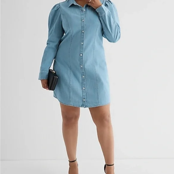 Express Dresses Express Denim Puff Sleeve Dress Poshmark